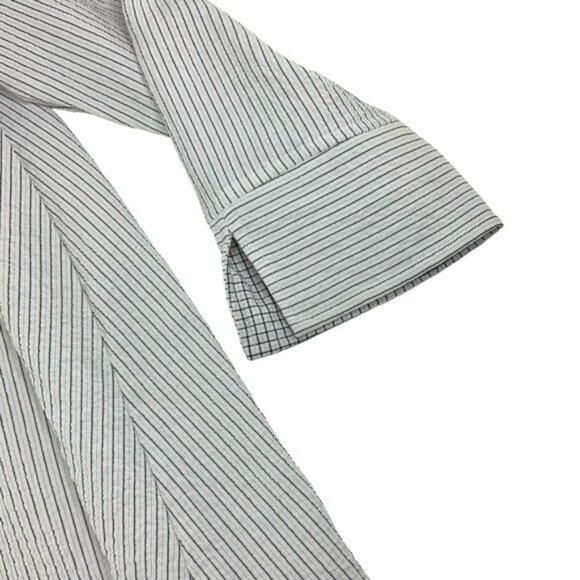 Habitat White Pinstripe Textured Button Down Long Sleeve Shirt - Picture 4 of 5